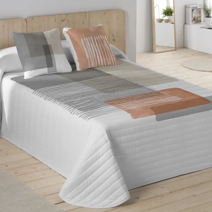 NATURALS - Colcha Bouti Estampada - Tejido 100% Algodón Extra Suave - Relleno 100% Poliéster - Fabricado en España - Modelos Geométricos - Cama 90/135/150/180 cm - 1