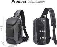 Mochila bandolera para hombre, mochila cruzada, impermeable, informal, con puerto de carga USB - details 0