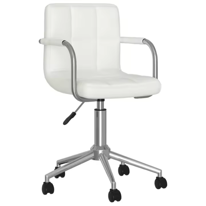 vidaXL Silla de comedor giratoria cuero sintético blanco - 1
