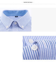 Camisa Casual Para Hombre De Algodón Oxford Con Rayas Y Bolsillo En Soltero Cuello Botón Manga Larga Ajustada Y Cómoda En Colores Variados - details 4