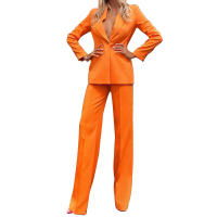 BAMBOOBOY Conjunto De Traje Casual Para Mujer Con Blazer Y Pantalones Rectos De Pierna Larga Moda Otoño Primavera Oficina - details 5