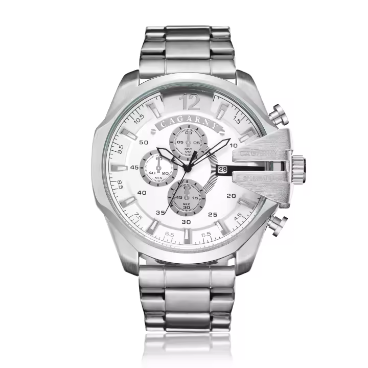 Reloj De Pulsera De Cuarzo Para Hombre CAGARNY Original Grande 6839 Moda Casual Impermeable Con Fecha Acero Inoxidable Resistente Al Shock - 1