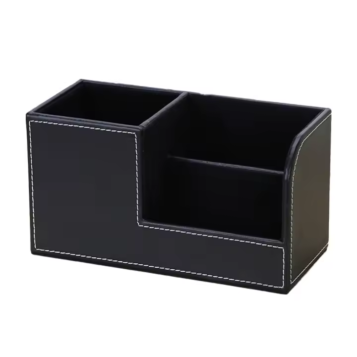 Organizador de Escritorio de Cuero para Almacenamiento de Artículos de Oficina Like Business Card Pluma Lápiz Control Remoto Forma Irregular Material de Marco de Cuero PU y Tablero de Densidad - 1