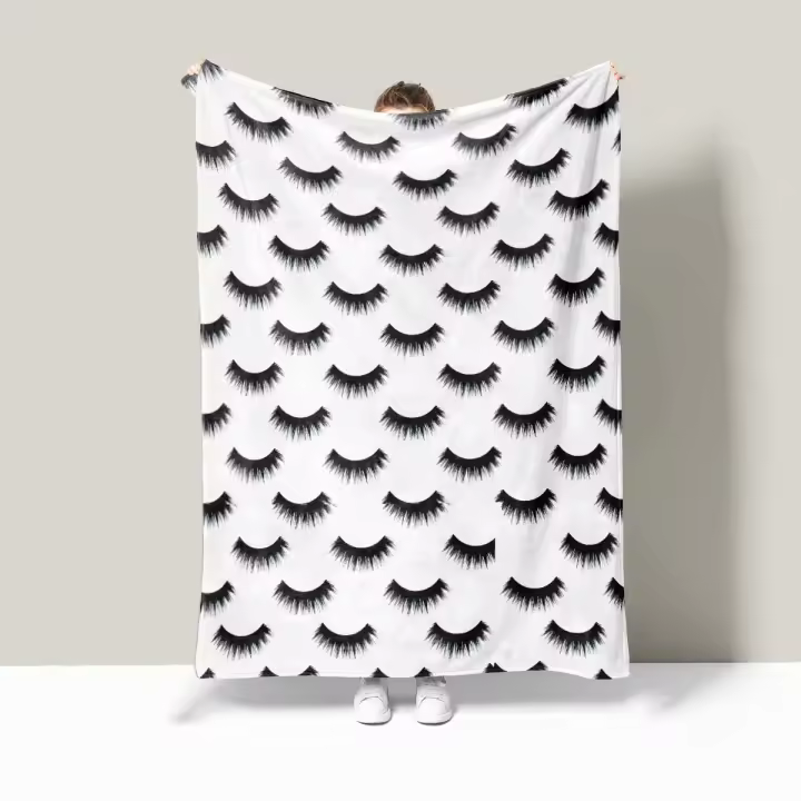 Manta De Sofá Doble Cara En Flanela Impresa Digitalmente Con Patrón De Pestañas Minimalistas Manta Térmica Para Aire Acondicionado - 1