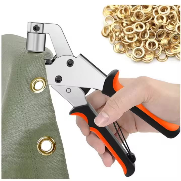 Máquina para hacer ojales con 300 ojales de Ø 10mm, impresora para Linas, Telas, Cortinas, Toldos, Cuero y PVC. Ojal metálico manual con pinzas de bloqueo. - 1