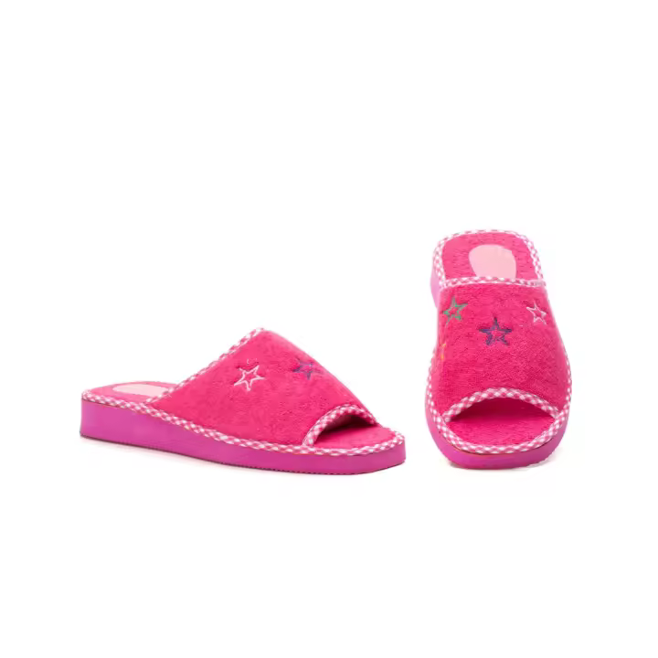 ZCH-570 Azul y Fucsia Hecho en España Zapatillas Casa Mujer Paño Azul y Fucsia Estrellas Numeración: 35-42 Marca: Calzados Chachi Color: Azul y Fucsia  zapatillas muy suaves muy comodas y ligeras ideales para el verano - 1