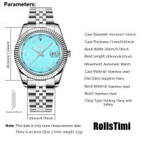 Reloj Mecánico Para Hombre RollsTimi 2025 Acero Inoxidable Cristal De Esmeril Resistente Al Agua Con Calendario Completo Y Marcadores Arábigos - details 2
