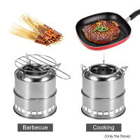 Estufa De Camping De Acero Inoxidable Portátil Con Madera Desmontable Estufa De Alcohol Para Cocinar Al Aire Libre Picnics BBQ Viajes - details 2
