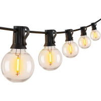 Guirnalda de luces LED para exterior, 7,6 m, G40, para jardín, 10 bombillas irrompibles, lámpara colgante esférica impermeable para patio, porche, bistró, balcón, decoración, casquillo E12. - details 0