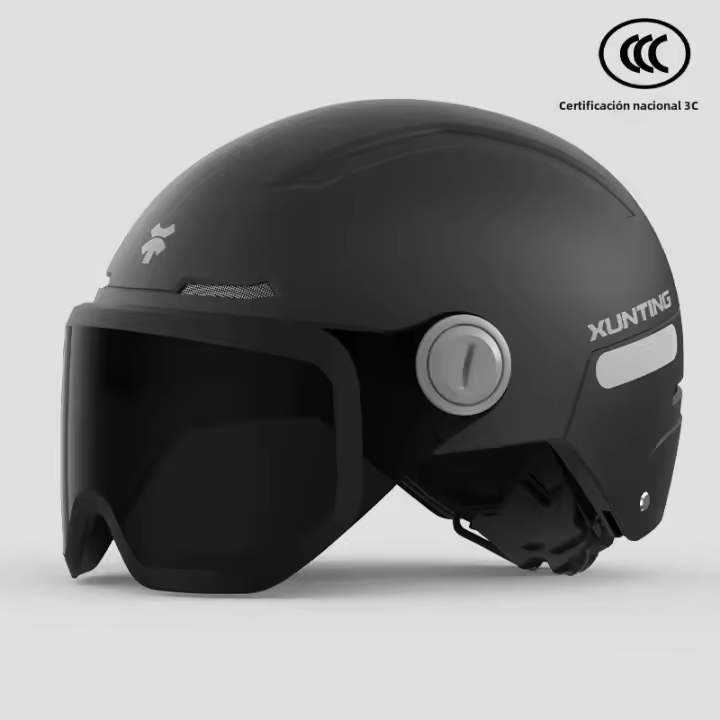 Casco De Motocicleta Grande Para Hombre Universal Cuatro Estaciones Compatible Con Batería 3C Certificación Medio Tamaño - 1