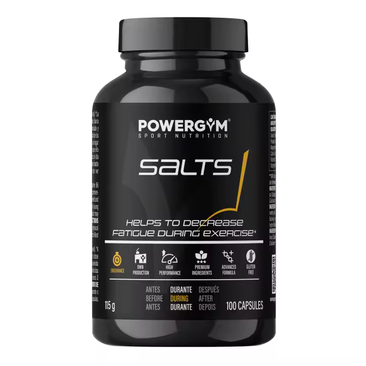 POWERGYM | Salts Sales Minerales 100 Cápsulas – Evita la deshidratación durante el ejercicio – Ayuda a disminuir la fatiga – Reponen la pérdida de electrolitos – Gluten Free - 1