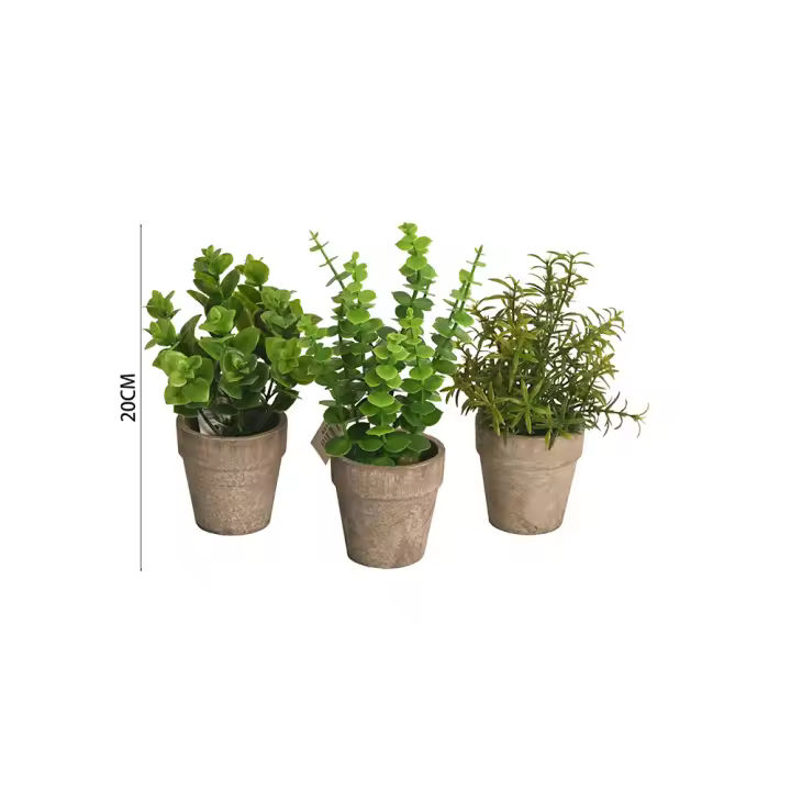 Poenia Arte Floral - Juego de 3pcs de Bonsai Artificial en Maceta 20cm - REF 631013 - Flores y Plantas Artificiales - Decoración Realista - Fácil de Cuidar - 1