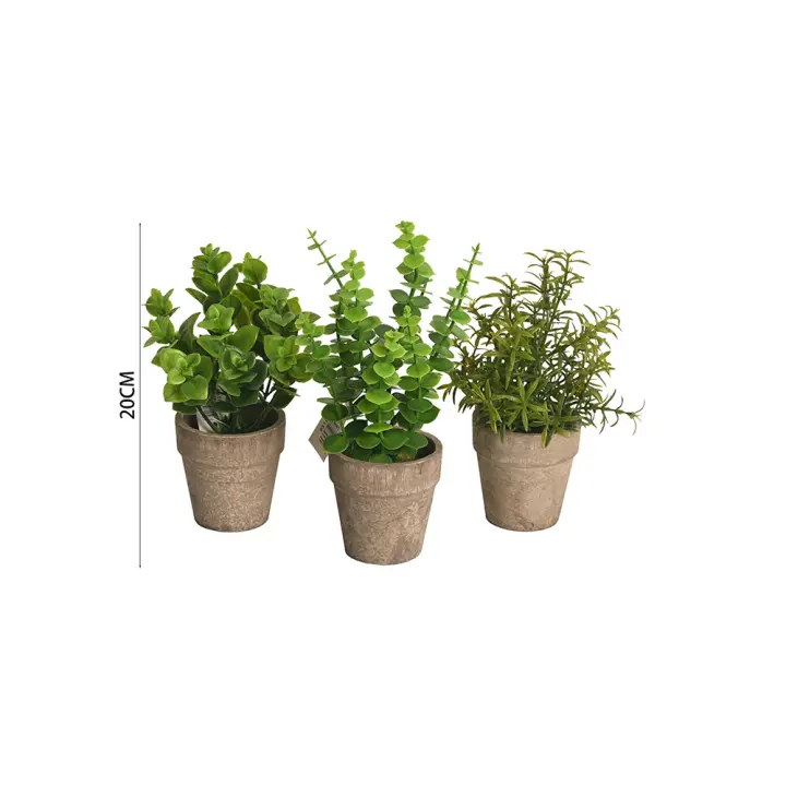 Poenia Arte Floral - Juego de 3pcs de Bonsai Artificial en Maceta 20cm - REF 631013 - Flores y Plantas Artificiales - Decoración Realista - Fácil de Cuidar - 1