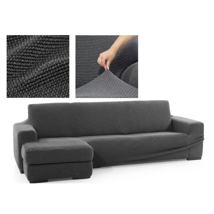 Funda de Sofá Bielástica para Chaise Longue, 240-320 cm, Super Elástica, Jacquard, Multicolor - 1
