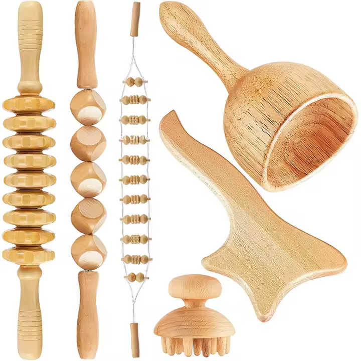 MOV Herramienta De Masaje De Madera 6 En 1 Para Terapia Lymphática Desplazamiento Masajeador Anticelulitis Fascia Rodillo Masajeador Para Relajación Muscular Corporal - 1