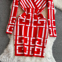 Vestido YuooMuoo Para Mujer Elegante Bodycon De Encaje Geométrico Con Manga Larga Estilo Y2K Para Otoño E Invierno Vestido De Oficina - details 5