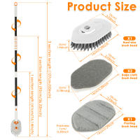 Cepillo De Limpieza Para Azulejos 3 En 1 Con Mango Largo Escobilla De Limpieza Para Baño Y Piso Esponja Triangular Rotatoria De 180° Retráctil De Plástico Acero Inoxidable Y Microfibra - details 13