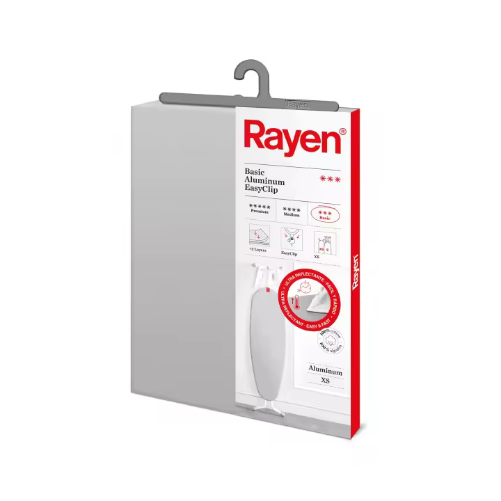 Rayen | Funda universal para tabla de planchar Fácil ajuste con clip| 2 capas: espuma y tejido 100% algodón | Calidad aluminio | Gama básica| Tamaño: 115 x 38 cm, Gris - 1