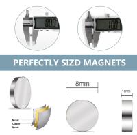 UTOMAG Imanes de Neodimio, 8 x 1 mm Imanes de Disco de Nevera Extrem Imán Fuerte para Artesanías, Manualidades, Hobbies, Puerta, Pizarra, Mapa, Protector, Nevera (100 Piezas) - details 3
