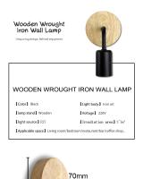 Lámpara De Pared Nórdica En Madera E27 Retro Para Iluminación Interior De Dormitorio Y Sala De Estar Decoración De Hogar LED - details 1
