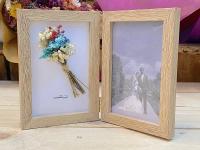 Porta fotos doble con ramo de flores preservadas para regalos de padres abuela madrina bebes madre amigas ramos artesanales de flores preservadas - details 6