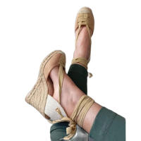 Sandalia mujer, Cuña y Plataforma en Esparto, Camel, Plata, Hebilla en el Tobillo, Alto, Cómodos, Primavera Verano 2023, Para salir, Fiestas, Celebraciones - details 3