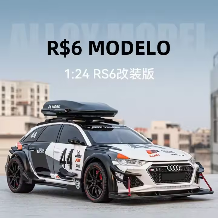 Modelo De Coche Audi RS6 1:24 Escala Modificado Con Retroiluminación Y Sonido Juguetes De Aleación De Metal Para Niños Regalos Para Niños - 1