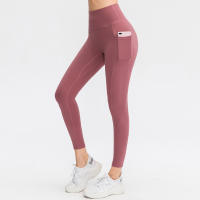 Pantalones de Yoga para mujer, mallas de entrenamiento para Fitness de colores sólidos de cintura alta, entrenamiento de gimnasia, ropa deportiva de secado rápido, mallas para correr y Yoga - details 1