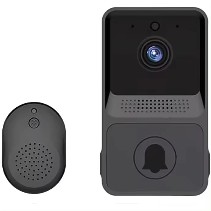 BIT Timbre con vídeo inalámbrico, timbre con vídeo Wi-Fi inteligente con timbre, kit de timbre con vídeo HD, WiFi 2,4G (negro) - 1