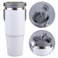 Taza De Viaje Aislada De Acero Inoxidable De 30oz Con Mango Y Capucha Para Bebidas Frías Y Calientes 901ml-1L Portátil Para Coche - details 14