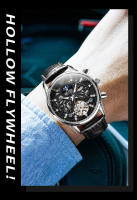 Reloj Mecánico Para Hombre OLEVS 6658 Con Fase Lunar Y Luminosidad Resistente Al Agua De Cuero Acero Inoxidable Y Dial Luminoso - details 9