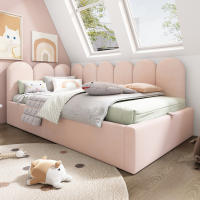 Sofá Cama Infantil 90x190 cm Rosa Terciopelo-Alojamiento Hidráulico with Facil Apertura, Base de Listones Metálicos Robustos (Sin Colchón) - details 0
