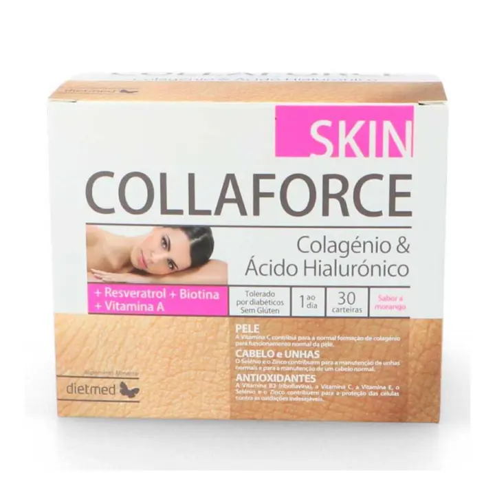Dietmed Skin Collaforce Colágeno 30 Sobres  Vitamina C contribuye a la formación normal de colágeno para el funcionamiento normal de la piel, El Selenio y el Zinc al mantenimiento de uñas y al mantenimiento del cabello - 1
