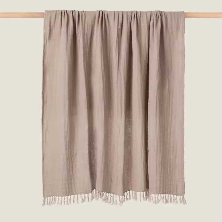 TEXTURA Manta tejido algodón Sonpla color marron beigeDisponible en: 130x170 - 1