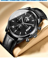Reloj De Pulsera Para Hombre Automático Resistente Al Agua Con Luminiscencia Y Calendaría Reloj De Cuarzo Moda Casual Con Correa De Cuero Display Analógico-Digital - details 8