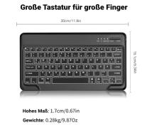 Teclado retroiluminado con Bluetooth negro ligero y delgado para iOS, iPad, iPad Pro, iPad Air, Mac, Android Tablet Samsung Galaxy, Xiaomi Pad 5, Huawei, Lenovo, Negro - details 1