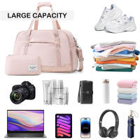 Bolsa de viaje deportiva para mujer, bolso de mano con compartimento para zapatos y bolsa impermeable para yoga. - details 2