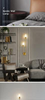 Lámpara De Pared LED Estilo Nórdico Acero Largo Tubo Acrílico Dorado Para Dormitorio Cocina Baño Sala De Estar Instalación En Pared G4 2 Cabezas - details 2