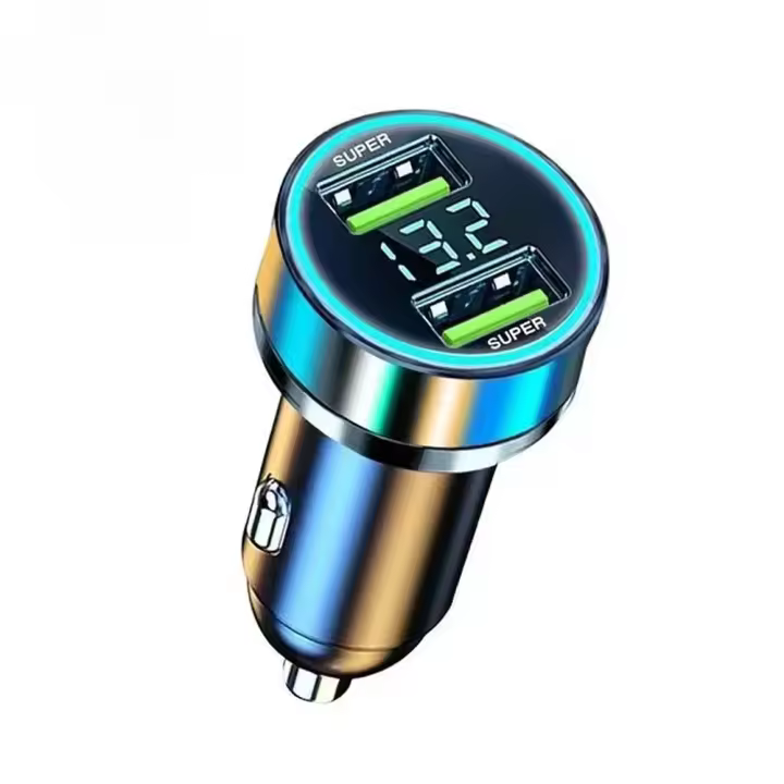 Cargador De Coche 240W Con Dos Puertos USB Y Pantalla Digital Carga Rápida 120W Para iPhone Samsung Xiaomi Adaptador De Carga - 1