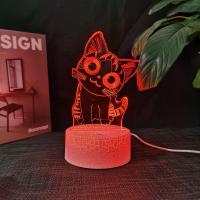 Lámpara De Noche LED 3D Ilusión De Queso Gato 16 Colores Auto Gradiente Con Interruptor Táctil Y USB Regalo Para Niños - details 5