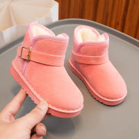 Botas De Nieve Para Niños Y Niñas Con Hebilla Y Peluche Grueso Color Sólido Botas Cortas De Tobillo Flexibles Y Cálidas Para Hombres Y Mujeres Tallas 23-36 - details 7