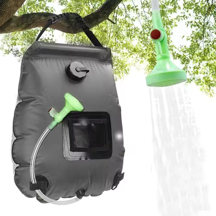 Bolsa de ducha solar, bolsa de ducha solar para acampar de 20 l, bolsa de agua con calefacción solar, bolsa de ducha portátil - 1