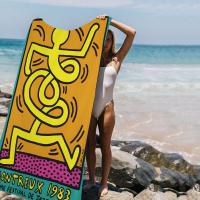 Toalla De Playa K-Keith-Haring Impresión Microfibra Absorbente Secado Rápido Suave Para Yoga Natación Resort Montañismo Tamaño 76x182 Cm - details 2
