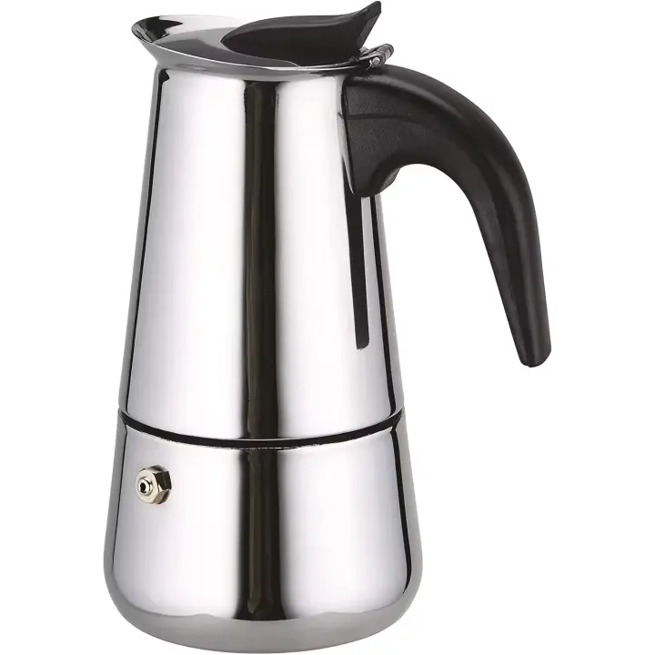Cafetera Italiana en acero inoxidable para espresso 2/4/6/9/12 TAZAS Compatible con gas, vitrocerámica y estufa eléctrica. Uso doméstico y oficina. Cafetera Moka - 1