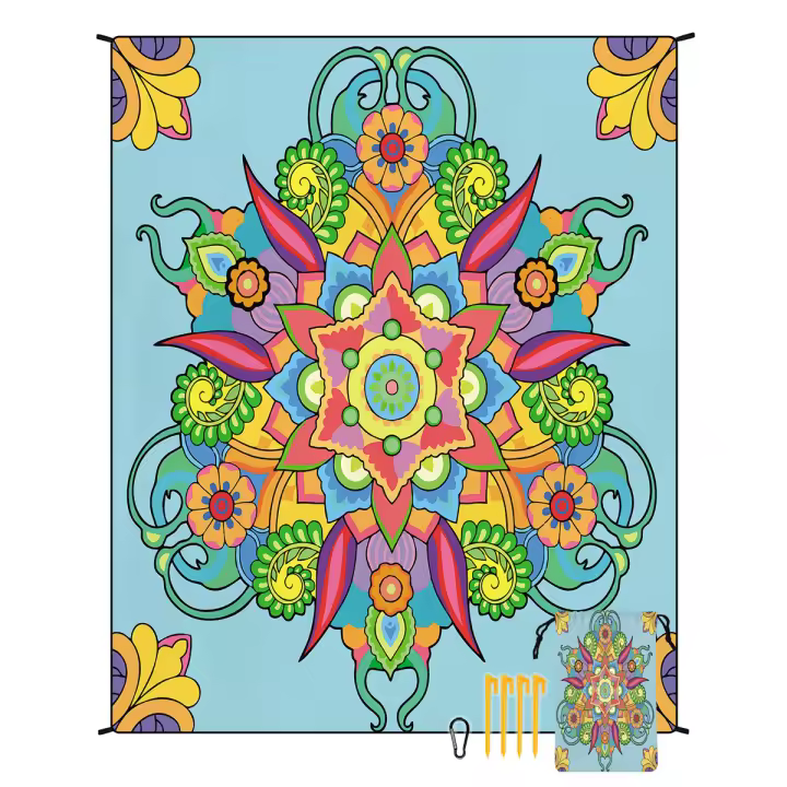 Tapete de playa bohemio, tapete impermeable y a prueba de humedad de secado rápido, tapete para pícnic al aire libre, manta para acampar, 180x220cm - 1