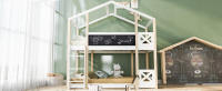 Cama Infantil Casa EN EL Árbol with Escalera 90x200 cm, Cama Elevada Infantil-2x Marco de Listas-Natural & Blanco - details 0