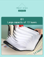 Organizador De Archivos A4 Con 13 Compartimentos Bolso Grande Para Escuela Y Oficina Capacidad De Almacenamiento Para Datos - details 3