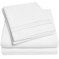 Juego De Cama Sólido De 4 Piezas Tamaño Queen Suave Y Transpirable Sábana Colchón Fundas Para Hogar Y Hotel Blanco Gris - details 2