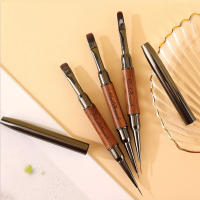 Cepillo De Uñas Doble Cabeza Con Mango De Sandalo Para Pintura Y Arte De Uñas Cepillo De Gel Y Liner Para Manicura - details 2