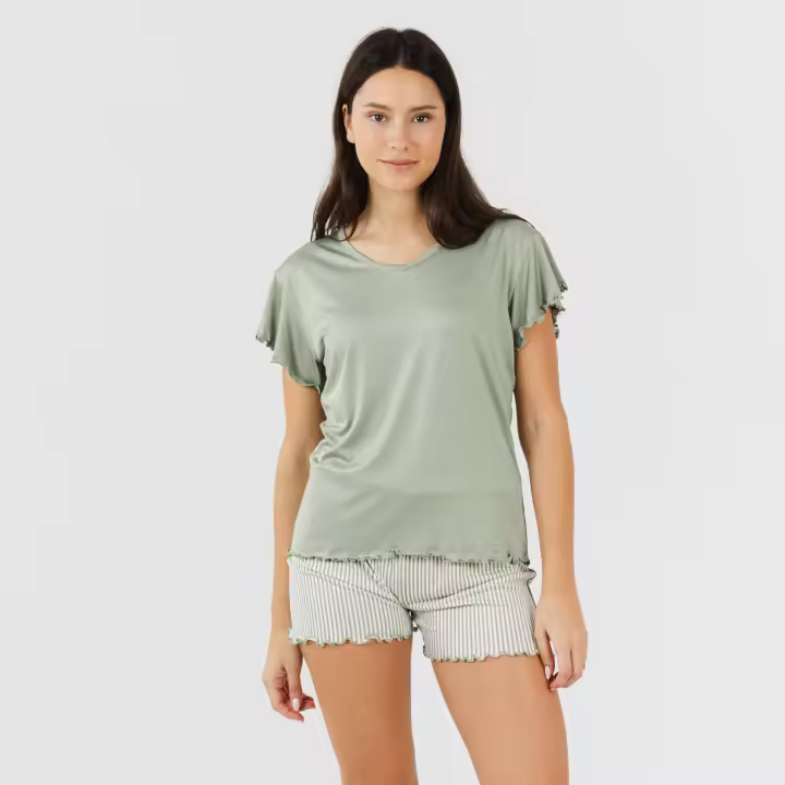 Tramas+ Pijama Corto Soft Mujer - Camiseta Manga Corta y Pantalón Cintura Elástica - 1